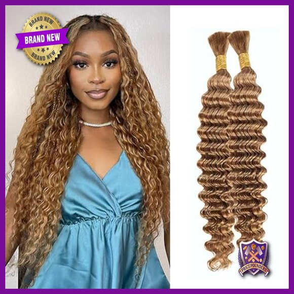 24 Inch Deep Wave Human Hair Extensions 2 Bundles Boho Braiding